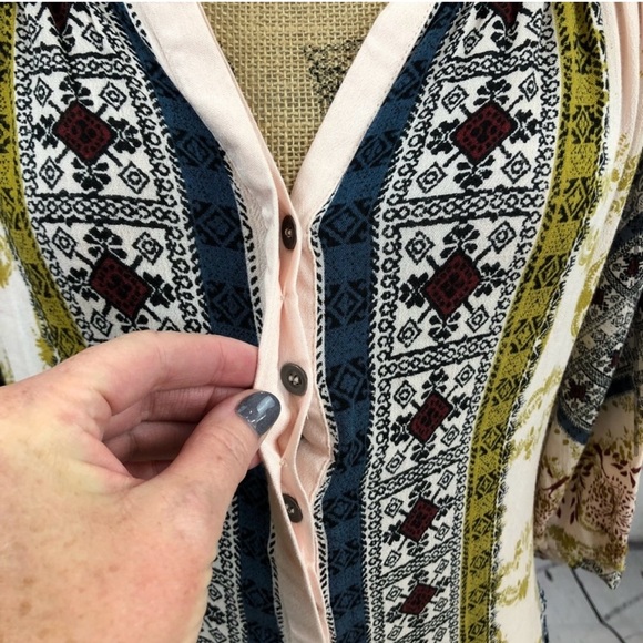 Free People Floral Gypsy Bohemian Mini Dress. - Picture 3 of 7